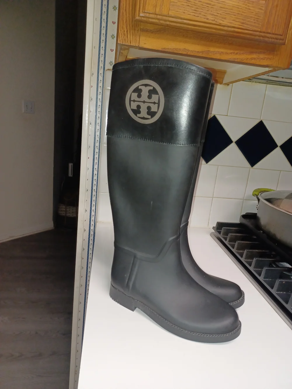 Tory Burch Black Logo Rain Boots